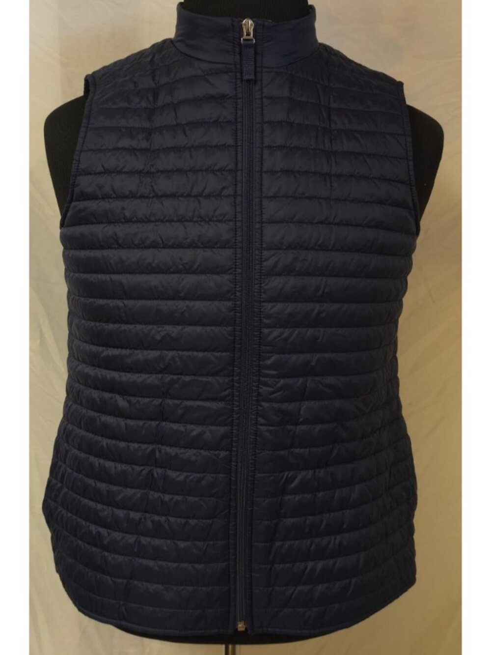 Chicos Weekend Womens Sz 1 Blue Full Zip Pockets Lightweight Puffer Vest US Sz M